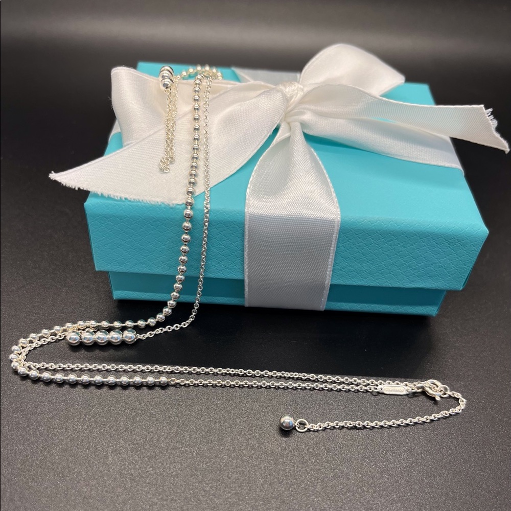🩵Authentic Tiffany & Co sterling silver mixed beaded adjustable chain NEW un…